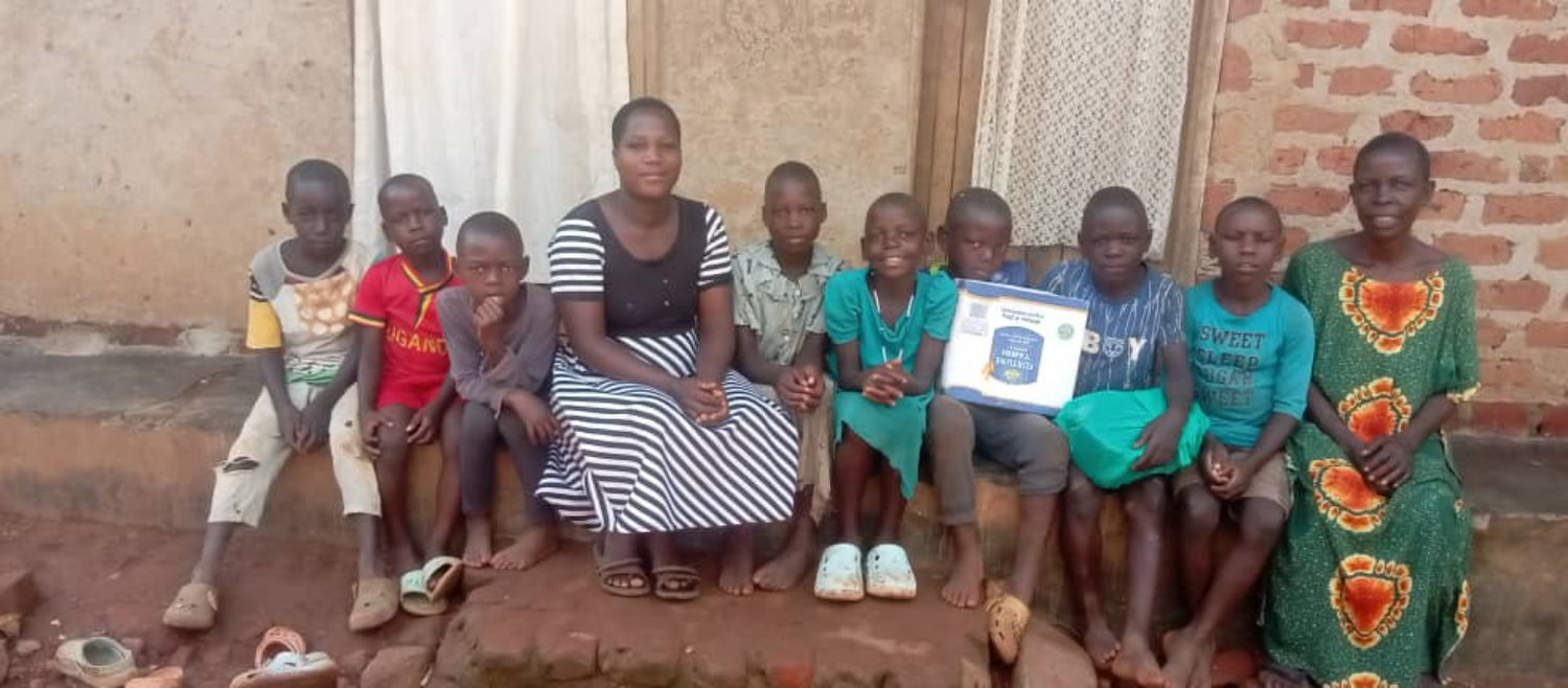 Children with learning materials